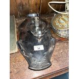 A WMF Art Nouveau silvered pewter chamber stick no. 168 and an Argentor silver plated tray.