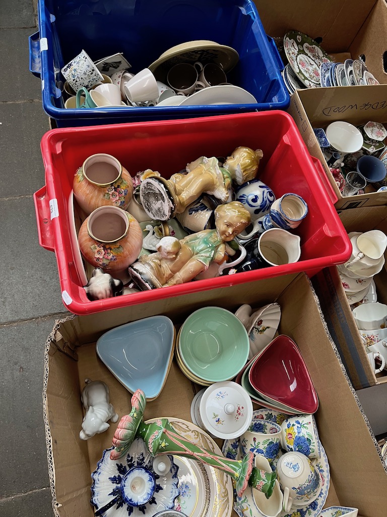 3 boxes of mixed ceramics including Masons Regency tea ware, vases, jugs, Poole tea ware, Hornsea,