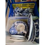 2 boxes of blue and white items