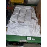A box containing 160 pairs of white cotton gloves, size XL.