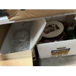 2 boxes of misc glass, pottery and other items.