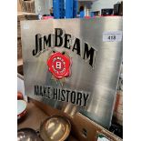 A Jim Bean Make History light up plaque.