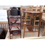 An Edwardian mahogany folding cake stand together with an Edwardian mahogany occasional table.