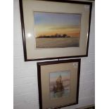 C C Smith, 20th century, two watercolours, 'Sunset Over Werneth Bungalow' (35.5cm x 25cm) and a