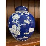 A prunus pattern ginger jar with lid