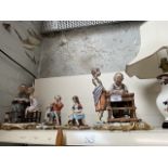 4 Capo di Monte figures including Old Man repairing Shoes and Lady Reading to Children