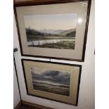 James Ingham Riley, two watercolours, Lake District scenes, 'Evening Elterwater' (54cm x 34cm) and