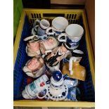 A box of mugs & Character style jugs inc. 4 Royal Doulton etc.