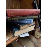 Five antique hard back books.