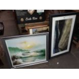 4 original works including oil on canvas, oil on board, a watercolour and a pastel.