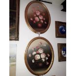 A pair of 20th century school still life studies of flowers, oil on boards, 39.5cm x 49.5cm, both