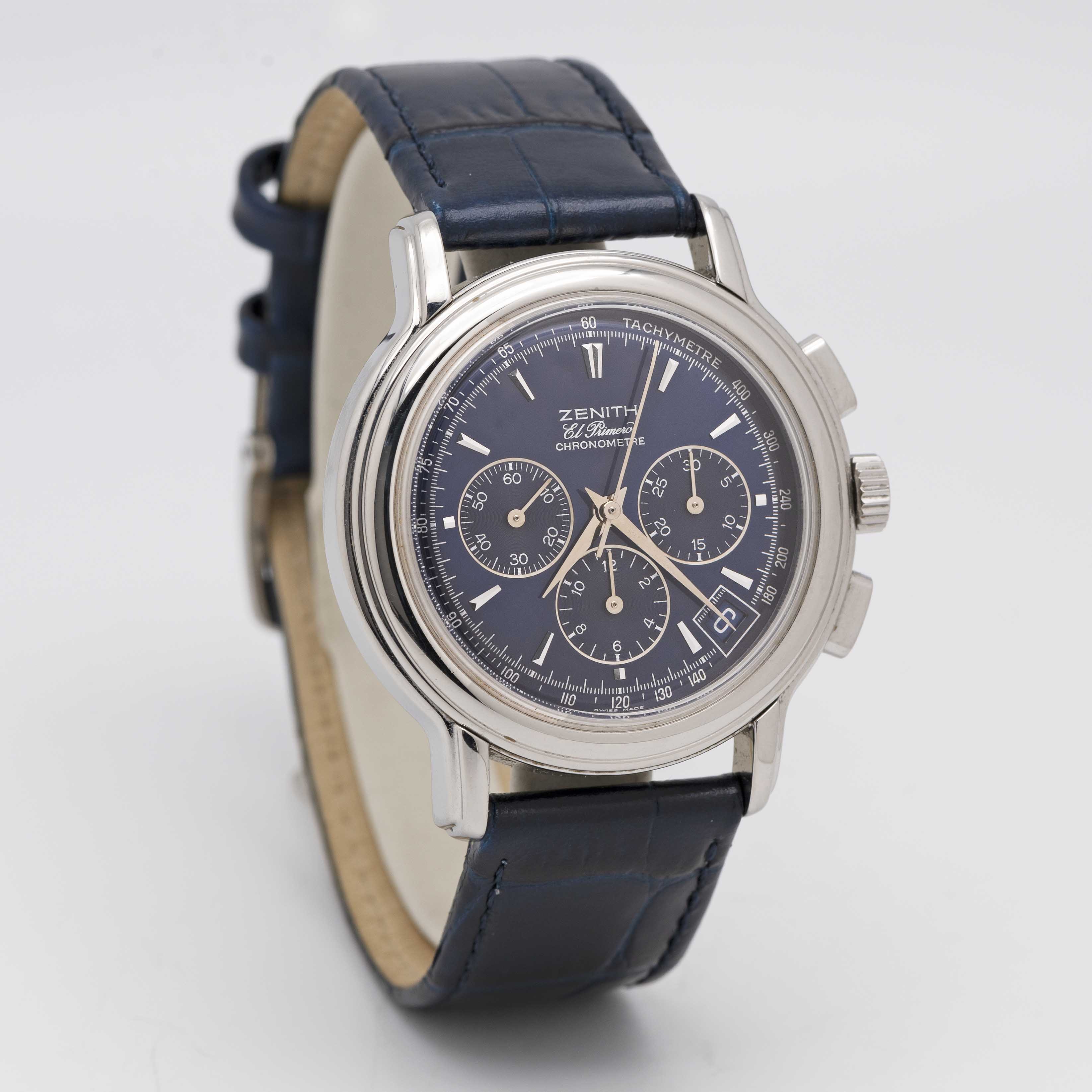 A GENTLEMAN'S STAINLESS STEEL ZENITH EL PRIMERO CHRONOMASTER CHRONOGRAPH WRIST WATCH DATED 1997, - Image 5 of 8
