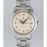 A GENTLEMAN'S STAINLESS STEEL ROLEX OYSTER PERPETUAL AIR KING PRECISION BRACELET WATCH DATED 1966,