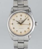 A GENTLEMAN'S STAINLESS STEEL ROLEX OYSTER PERPETUAL AIR KING PRECISION BRACELET WATCH DATED 1966,