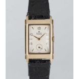 A GENTLEMAN'S 9CT SOLID GOLD ROLEX RECTANGULAR WRIST WATCH CIRCA 1930s Movement: 17J, manual wind,