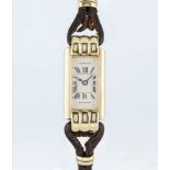 A RARE LADIES 18K SOLID GOLD CARTIER FRANCE DUOPLAN WRIST WATCH CIRCA 1930 Movement: Manual back