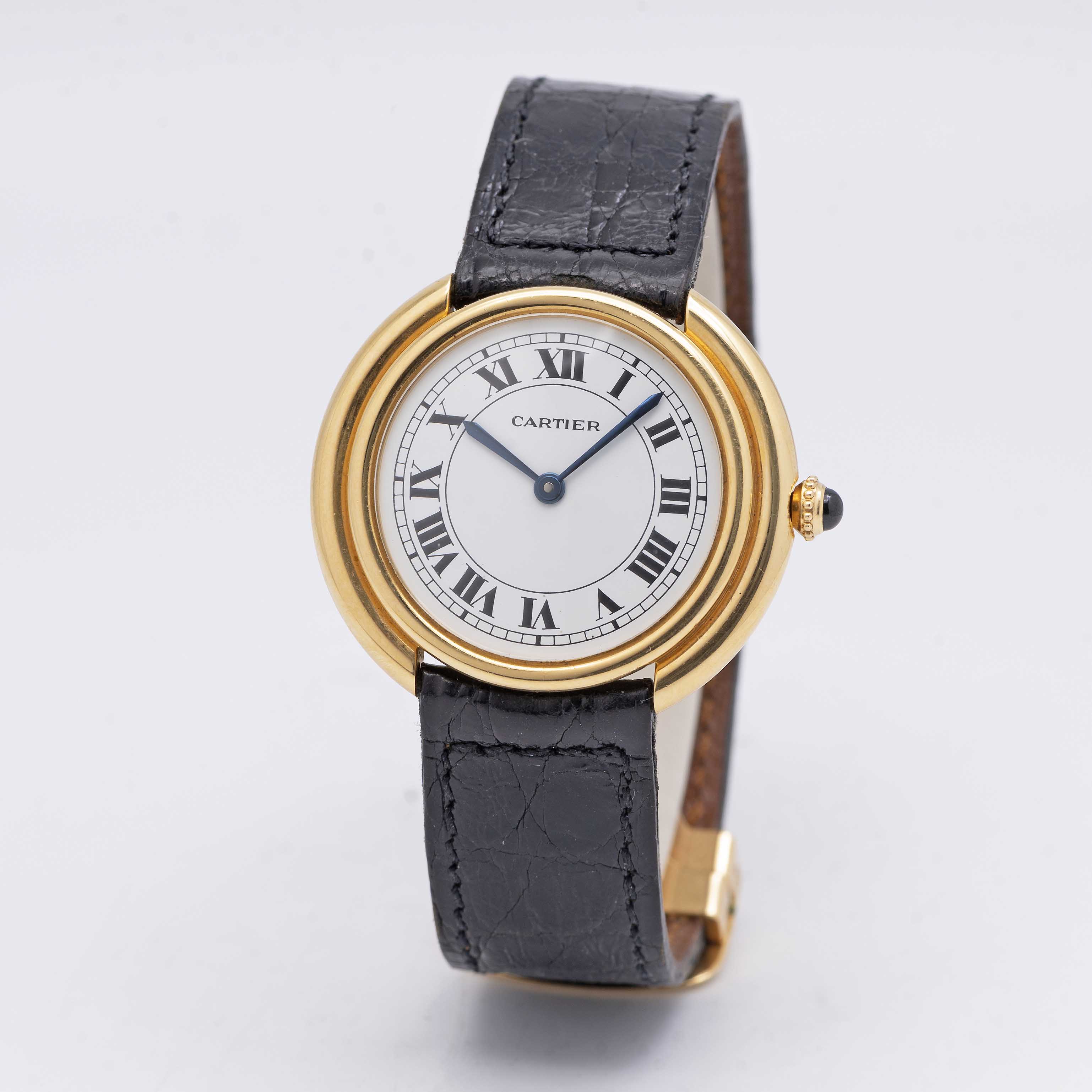 A RARE GENTLEMAN'S 18K SOLID GOLD CARTIER PARIS VENDOME "JUMBO" AUTOMATIC WRIST WATCH CIRCA 1970s, - Image 3 of 11