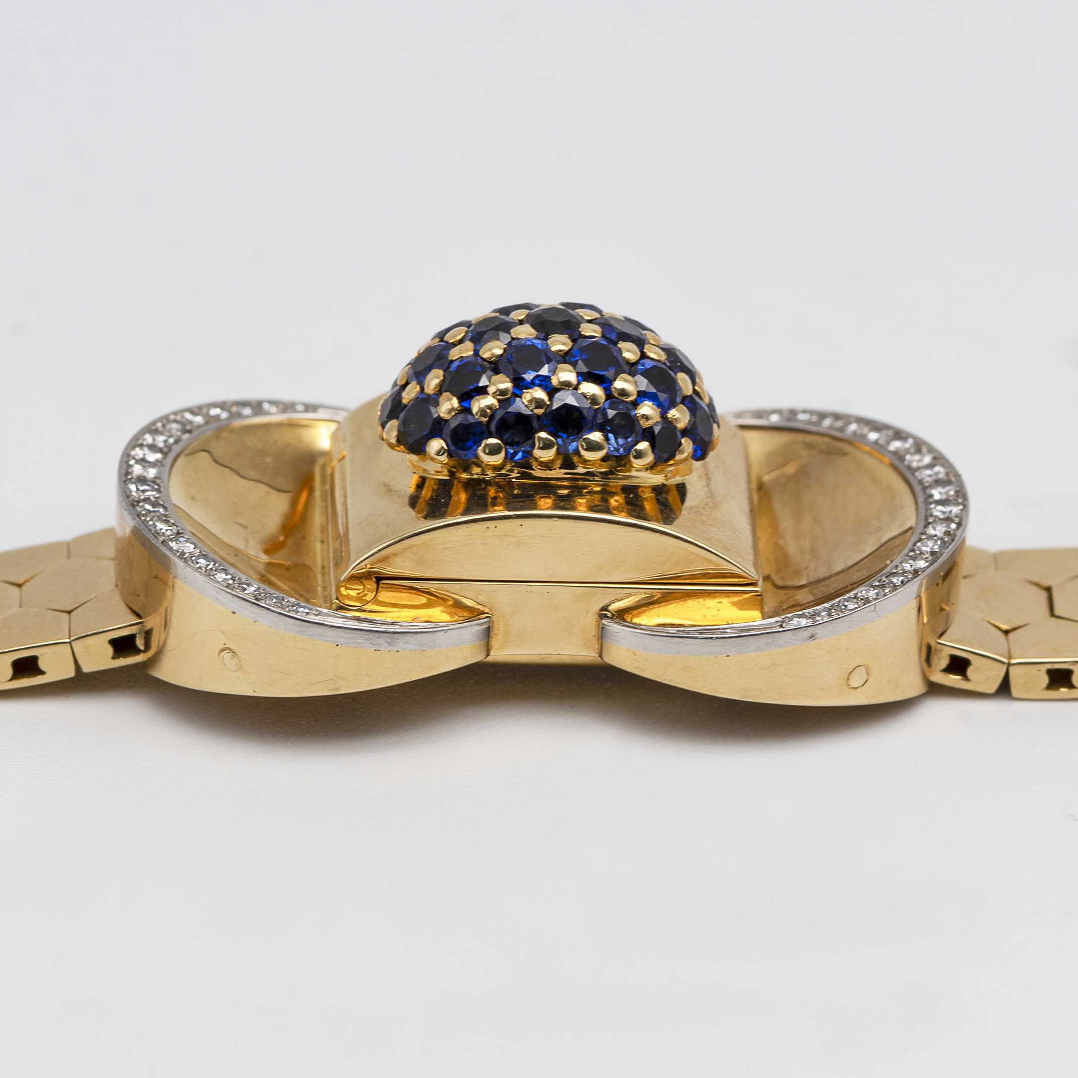 A FINE & RARE LADIES 18K SOLID GOLD, DIAMOND & SAPPHIRE ROLEX BRACELET WATCH CIRCA 1940s, REF. 602 - Image 13 of 14