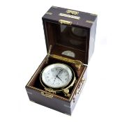 A MODEL 21 TWO DAY HAMILTON WATCH CO SHIPS CHRONOMETER CLOCK CIRCA 1940s, WITH ORIGINAL OUTER TRAVEL