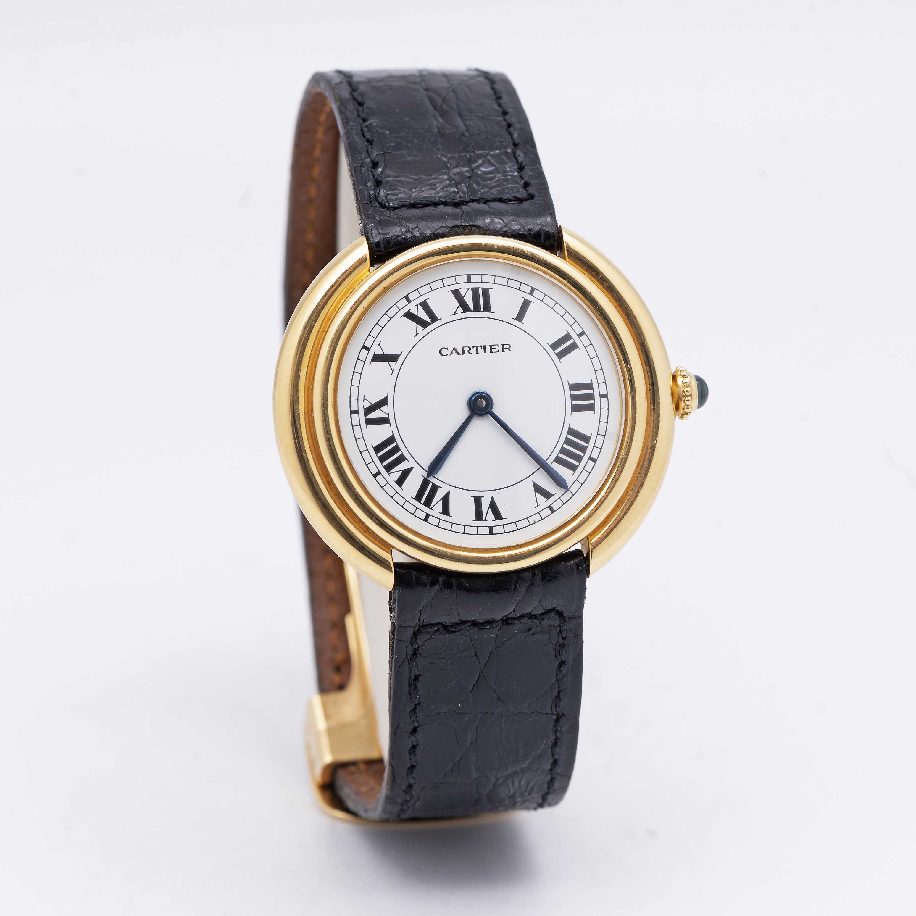 A RARE GENTLEMAN'S 18K SOLID GOLD CARTIER PARIS VENDOME "JUMBO" AUTOMATIC WRIST WATCH CIRCA 1970s, - Image 4 of 11