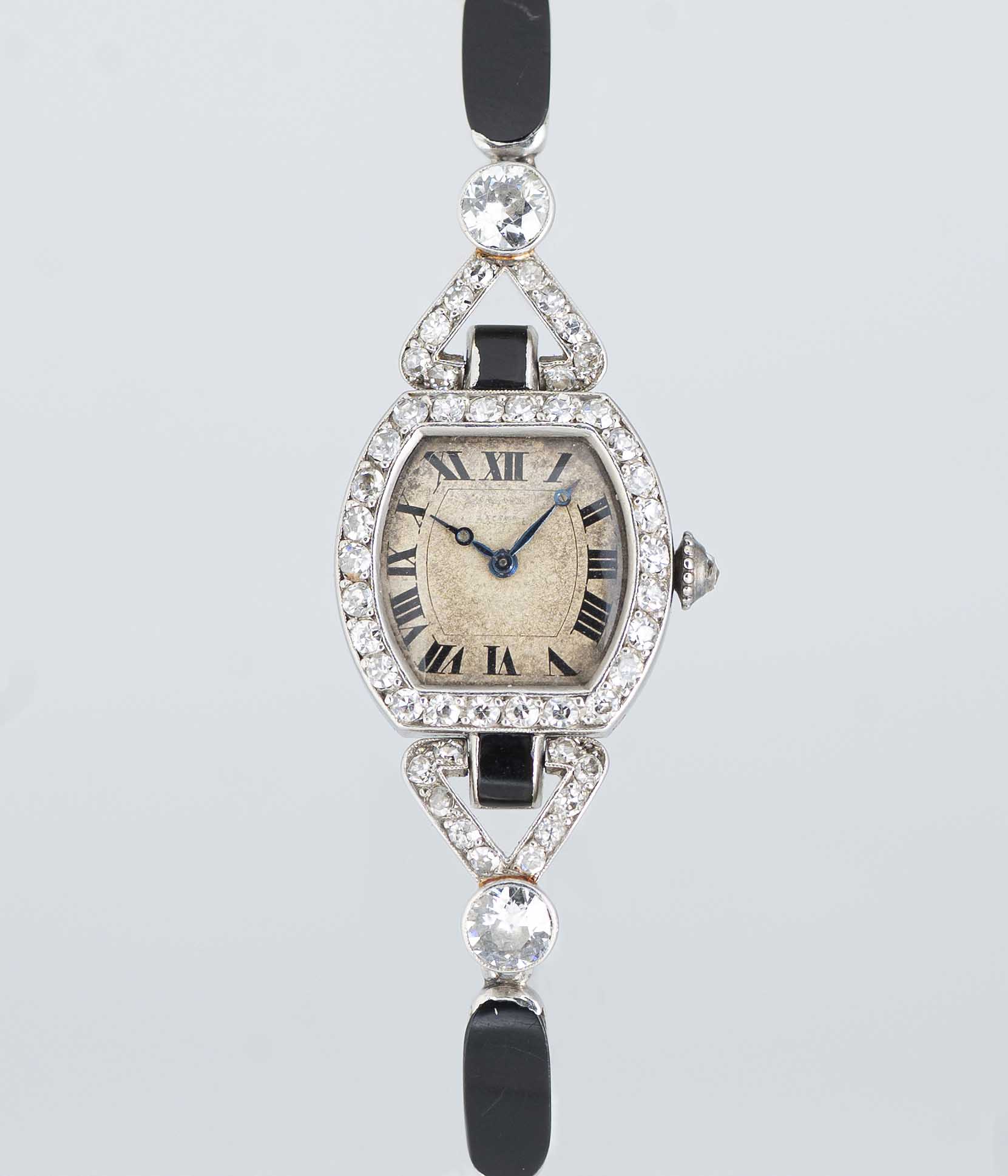 A FINE & RARE LADIES PLATINUM, DIAMOND & ONYX CARTIER COCKTAIL BRACELET WATCH CIRCA 1920s, WITH - Image 2 of 13