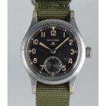 A GENTLEMAN'S BRITISH MILITARY RECORD W.W.W. WRIST WATCH CIRCA 1945, PART OF THE "DIRTY DOZEN"