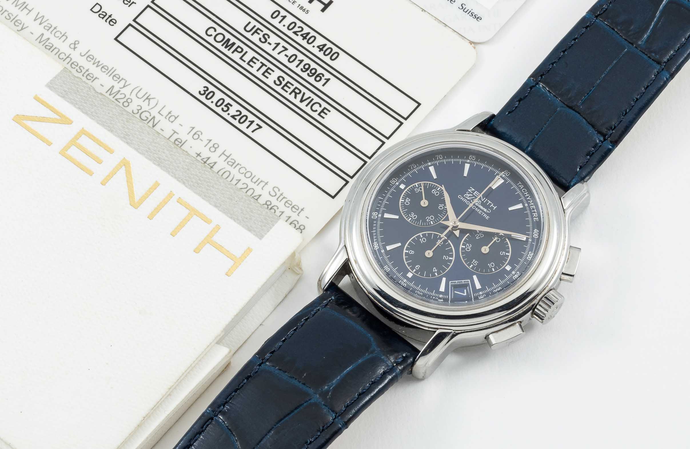 A GENTLEMAN'S STAINLESS STEEL ZENITH EL PRIMERO CHRONOMASTER CHRONOGRAPH WRIST WATCH DATED 1997, - Image 2 of 8