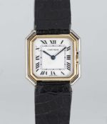 A GENTLEMAN'S SIZE 18K SOLID WHITE & YELLOW GOLD CARTIER PARIS CEINTURE WRIST WATCH CIRCA 1980s,