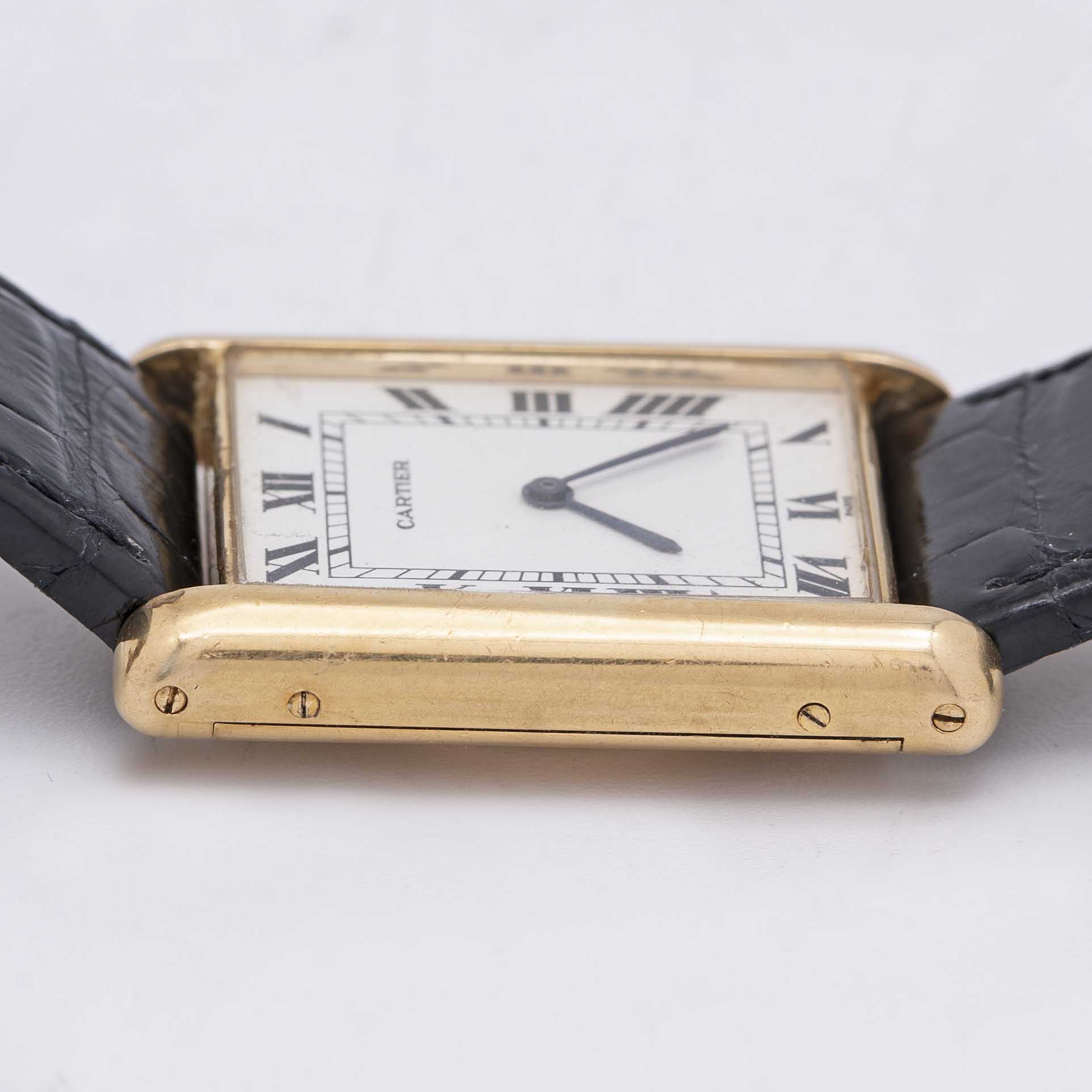 A RARE GENTLEMAN'S 18K SOLID GOLD CARTIER PARIS TANK LOUIS "JUMBO" AUTOMATIC WRIST WATCH CIRCA - Image 10 of 13