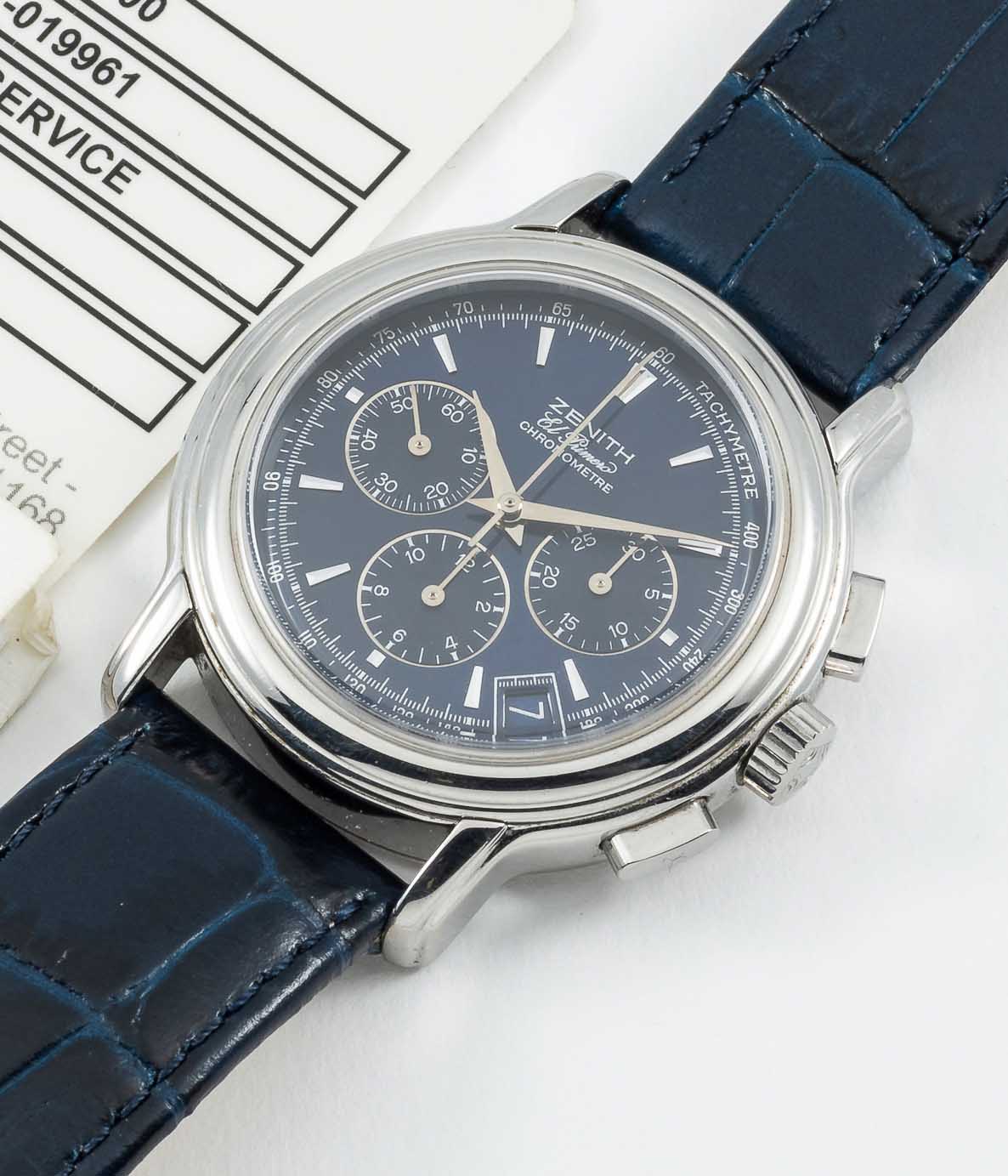 A GENTLEMAN'S STAINLESS STEEL ZENITH EL PRIMERO CHRONOMASTER CHRONOGRAPH WRIST WATCH DATED 1997,