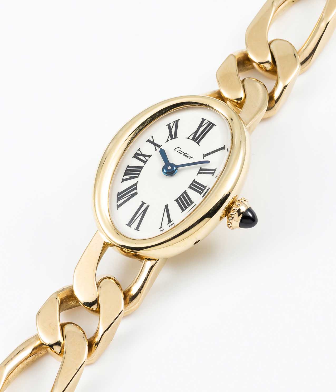 A RARE LADIES 18K SOLID GOLD CARTIER LONDON BAIGNOIRE BRACELET WATCH CIRCA 1971, WITH MATCHING