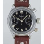 A GENTLEMAN'S GERMAN MILITARY HANHART LUFTWAFFE PILOTS FLYBACK CHRONOGRAPH WRIST WATCH CIRCA 1940