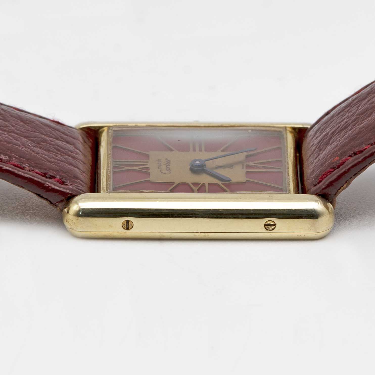 A SOLID SILVER GILT MUST DE CARTIER TANK WRIST WATCH CIRCA 1980s, REF. 55265 Movement: Quartz, - Image 6 of 6