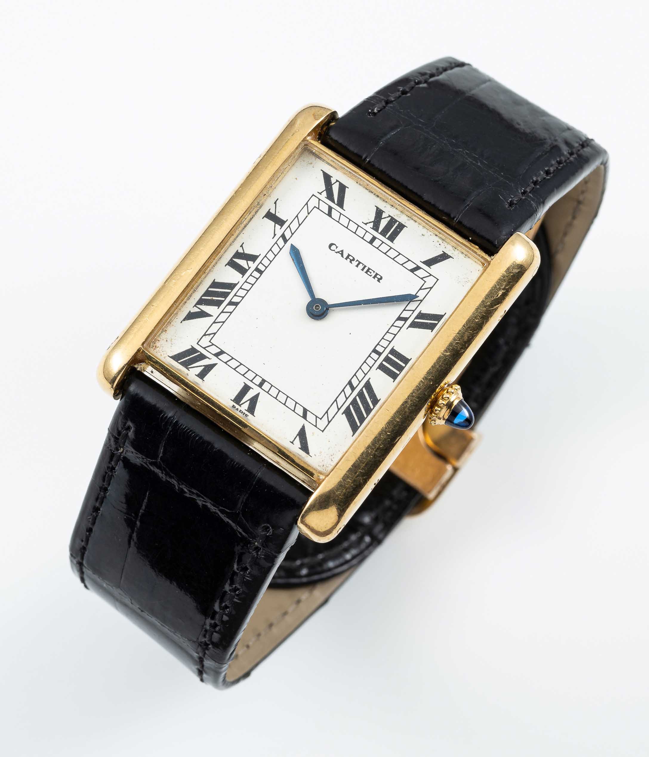 A RARE GENTLEMAN'S 18K SOLID GOLD CARTIER PARIS TANK LOUIS "JUMBO" AUTOMATIC WRIST WATCH CIRCA