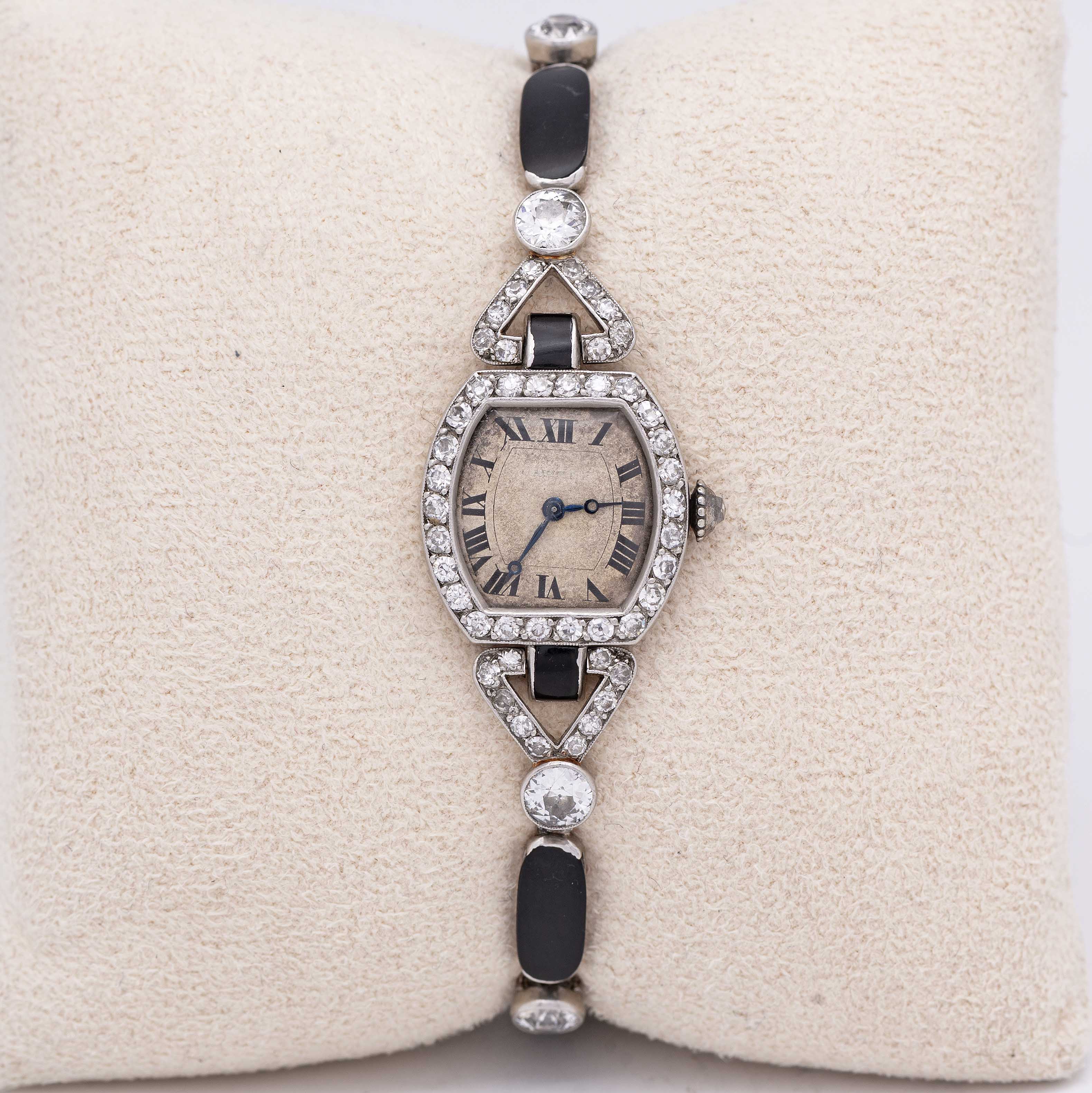 A FINE & RARE LADIES PLATINUM, DIAMOND & ONYX CARTIER COCKTAIL BRACELET WATCH CIRCA 1920s, WITH - Image 3 of 13