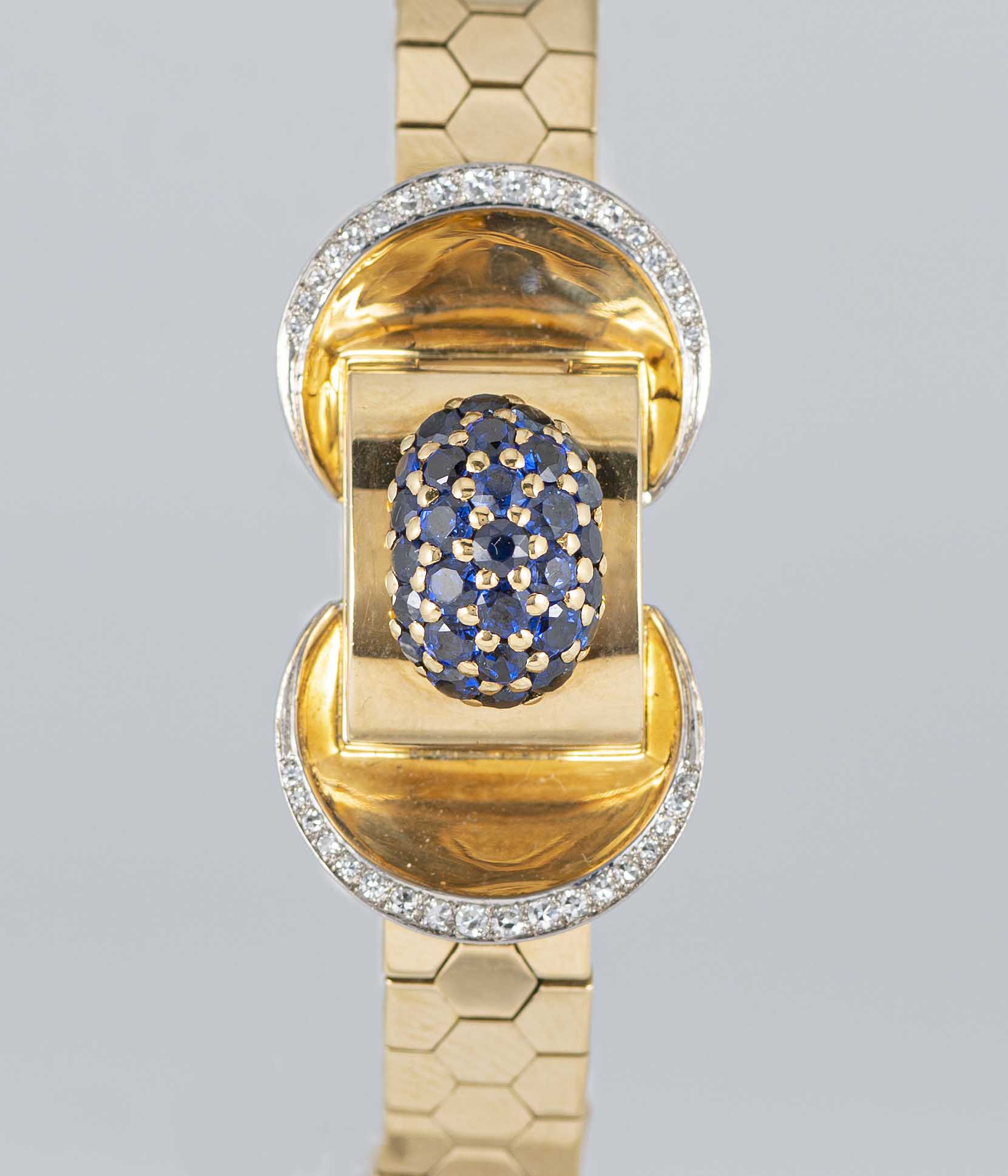 A FINE & RARE LADIES 18K SOLID GOLD, DIAMOND & SAPPHIRE ROLEX BRACELET WATCH CIRCA 1940s, REF. 602 - Image 3 of 14