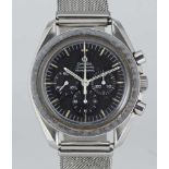 A GENTLEMAN'S STAINLESS STEEL OMEGA SPEEDMASTER PROFESSIONAL "STRAIGHT WRITING" CHRONOGRAPH BRACELET