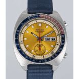 A GENTLEMAN'S STAINLESS STEEL SEIKO "POGUE" AUTOMATIC CHRONOGRAPH WRIST WATCH CIRCA 1973, REF.