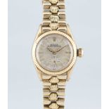 A RARE LADIES 18K SOLID GOLD ROLEX OYSTER PERPETUAL BRACELET WATCH CIRCA 1957, REF. 6509
