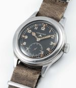 A GENTLEMAN'S STAINLESS STEEL BRITISH MILITARY LONGINES W.W.W. WRIST WATCH CIRCA 1945, PART OF