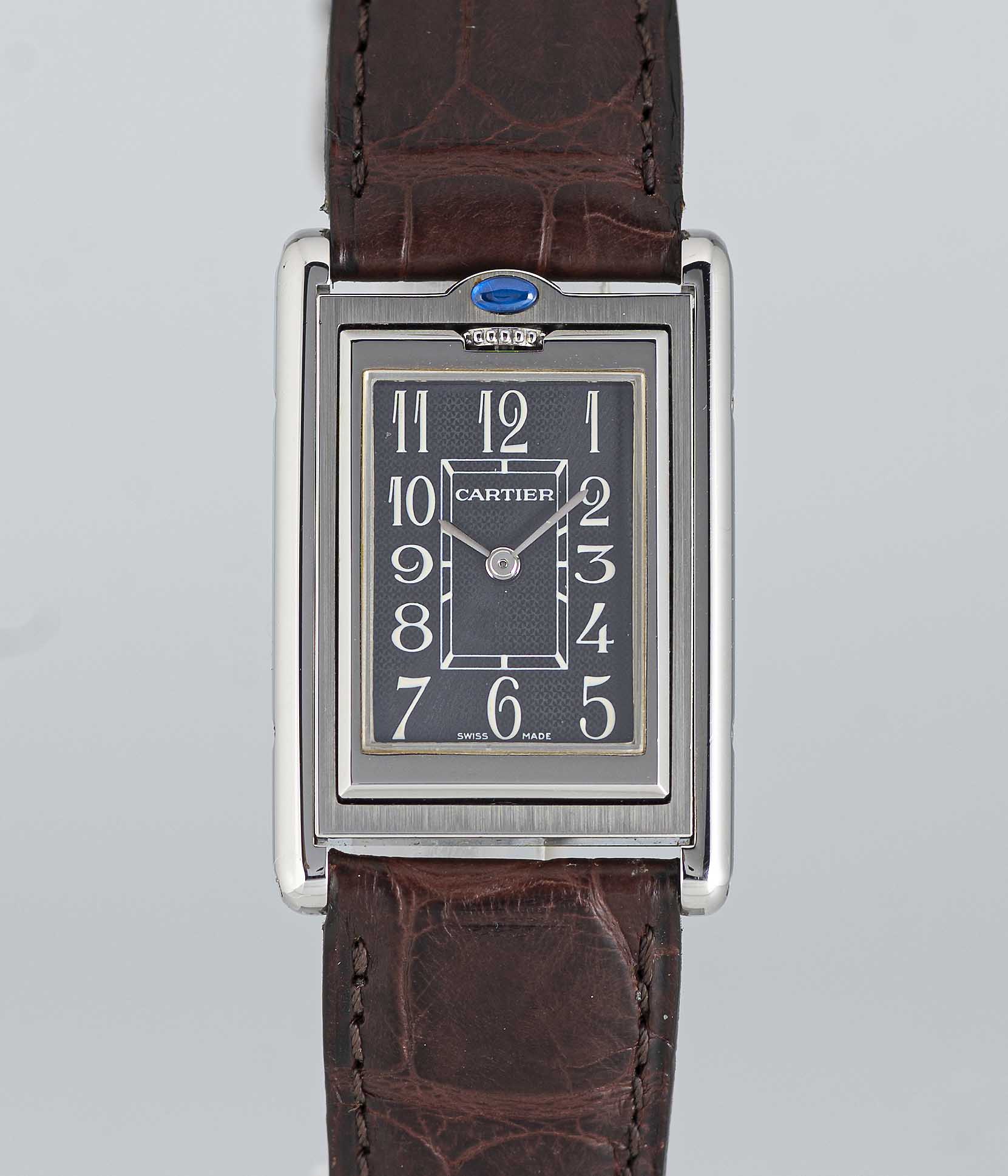 A GENTLEMAN'S SIZE STAINLESS STEEL CARTIER TANK BASCULANTE WRIST WATCH CIRCA 2000s, REF. 2405 WITH