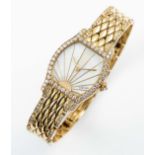 A FINE & RARE LADIES 18K SOLID GOLD & DIAMOND CARTIER TORTUE BRACELET WATCH CIRCA 1990s, WITH