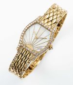 A FINE & RARE LADIES 18K SOLID GOLD & DIAMOND CARTIER TORTUE BRACELET WATCH CIRCA 1990s, WITH