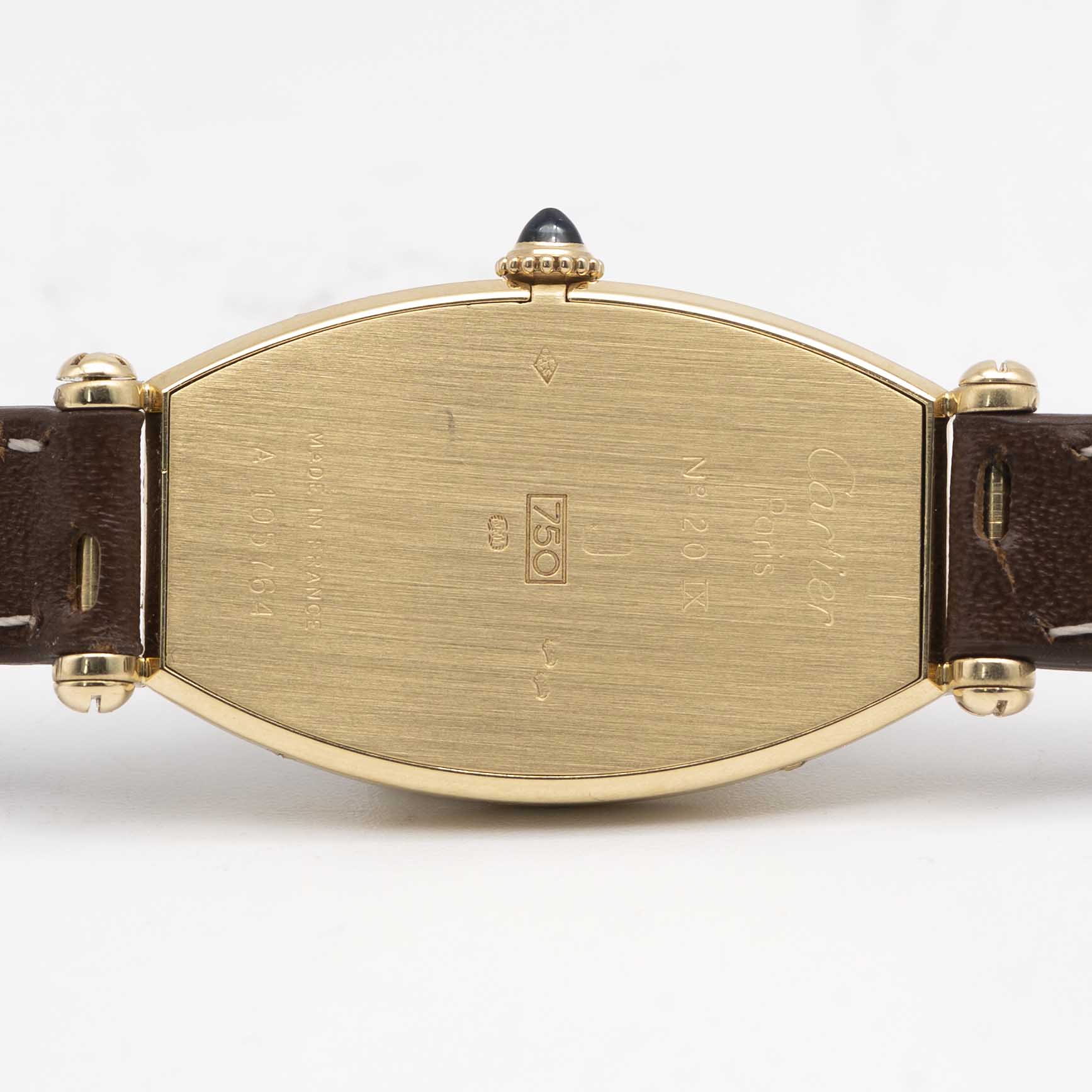 A FINE LADIES 18K SOLID GOLD CARTIER PARIS CINTREE TONNEAU WRIST WATCH CIRCA 1990s Movement: - Image 5 of 7