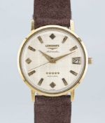 A GENTLEMAN'S 18K SOLID GOLD LONGINES ADMIRAL AUTOMATIC WRIST WATCH CIRCA 1970, WITH TEXTURED DIAL