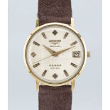 A GENTLEMAN'S 18K SOLID GOLD LONGINES ADMIRAL AUTOMATIC WRIST WATCH CIRCA 1970, WITH TEXTURED DIAL