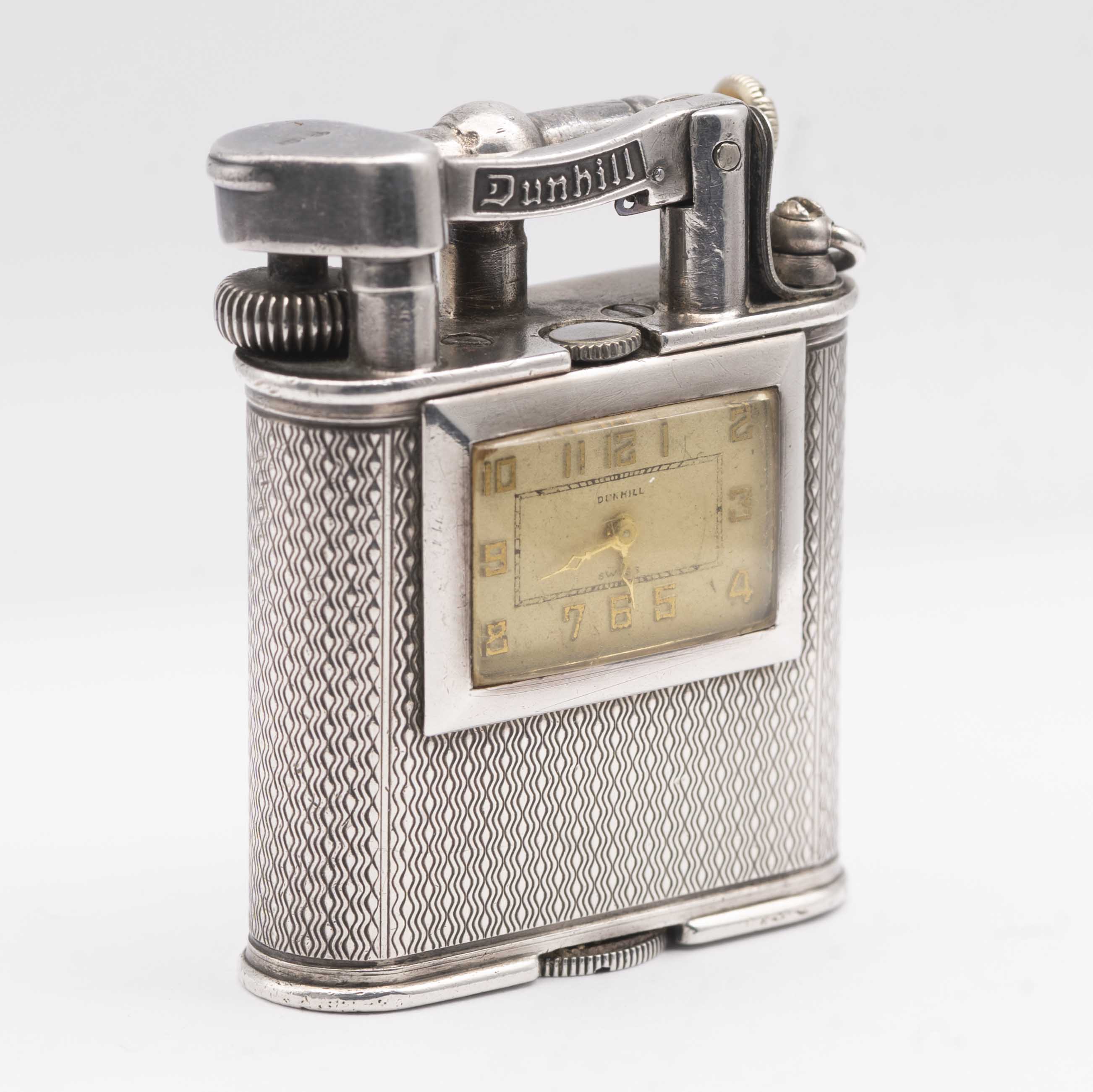 A RARE SOLID SILVER DUNHILL UNIQUE 'A' SELF WINDING WATCH LIGHTER CIRCA 1930s Movement: Manual - Image 3 of 7