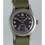 A GENTLEMAN'S BRITISH MILITARY VERTEX W.W.W. WRIST WATCH CIRCA 1945, PART OF THE "DIRTY DOZEN"