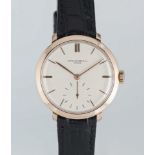 A GENTLEMAN'S 18K SOLID ROSE GOLD PATEK PHILIPPE WRIST WATCH CIRCA 1930s Movement: Manual wind,