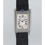 A GENTLEMAN'S SIZE STAINLESS STEEL CARTIER TANK BASCULANTE WRIST WATCH CIRCA 2000s, REF. 2405